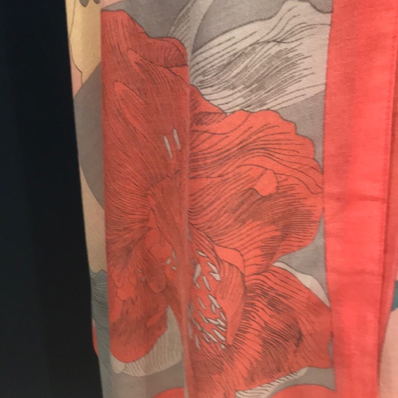 NEW Coral & Blue Floral Scarf - Picture 2 of 4